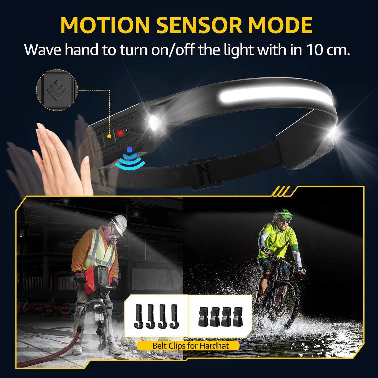 Head Torch Rechargeable, 2 Pack Super Bright 230° Wide Beam Headtorch