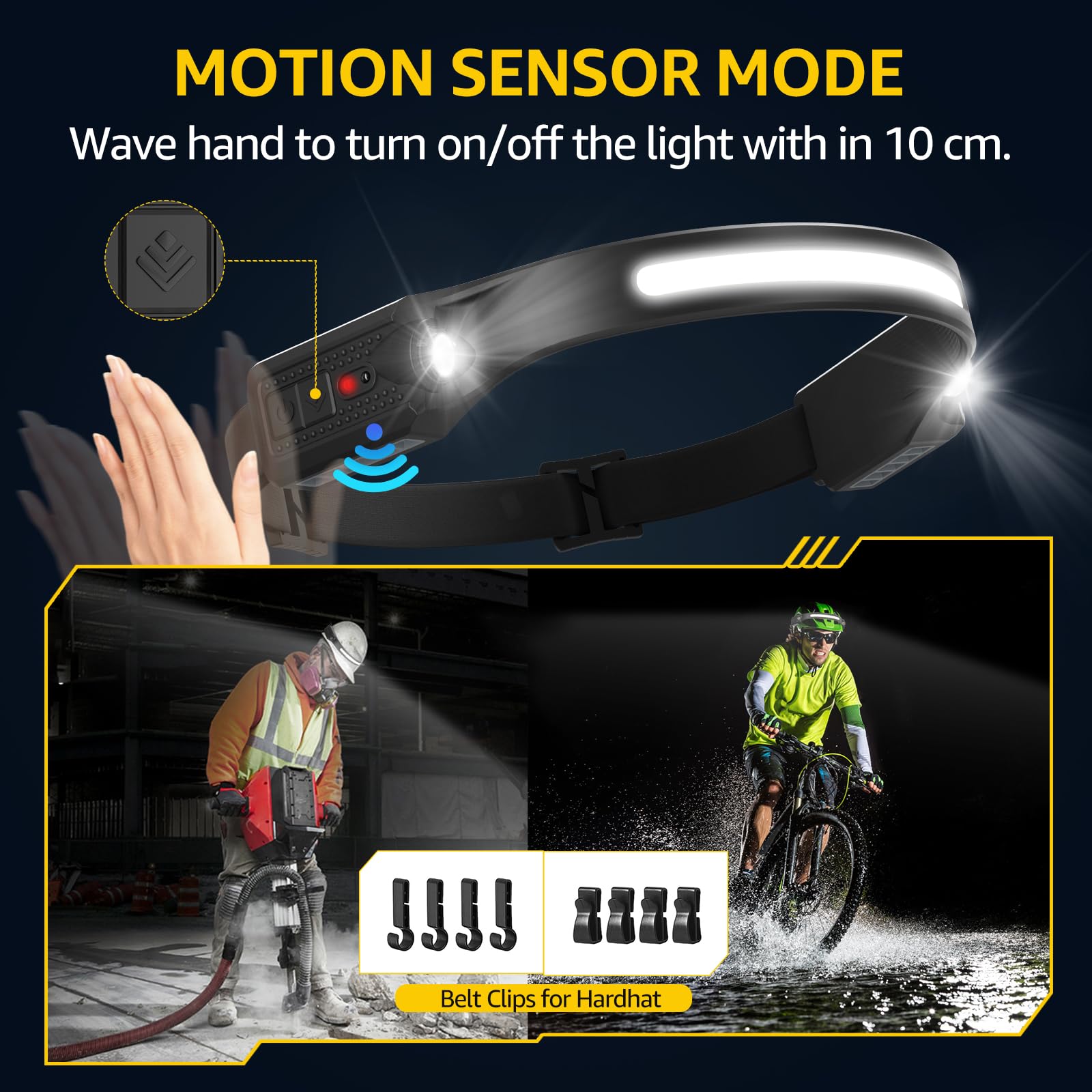 Head Torch Rechargeable, 2 Pack Super Bright 230° Wide Beam Headtorch