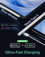 Demlaies Stylus Pencil for iPad, Magnetic Wireless, White