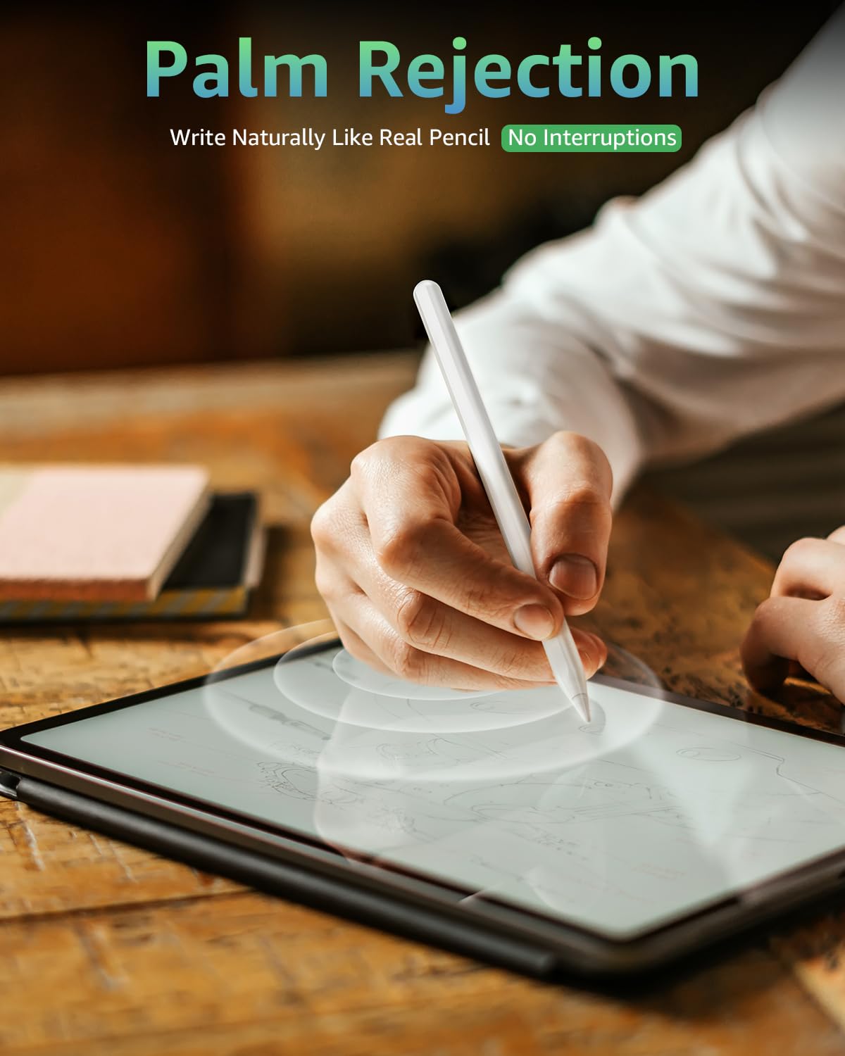 Demlaies Stylus Pencil for iPad, Magnetic Wireless, White